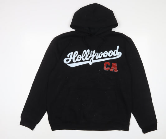 Republic Blues Mens Black Cotton Pullover Hoodie Size L - Hollywood CA