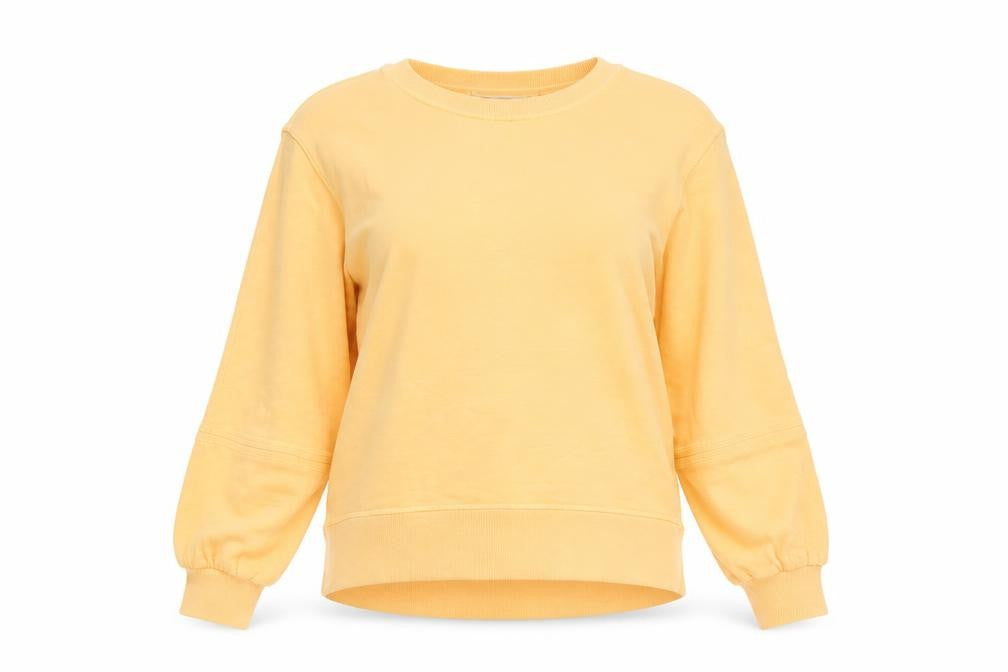 Front view of N.82 women’s orange cotton pullover sweatshirt, size XS, pullover