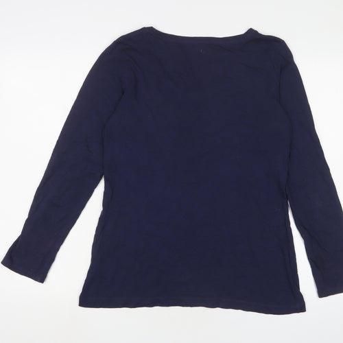 Marks and Spencer Womens Blue Cotton Basic T-Shirt Size 14 Crew Neck