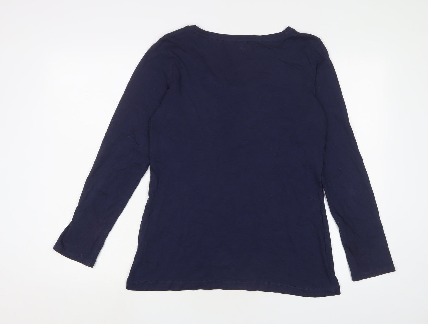Marks and Spencer Womens Blue Cotton Basic T-Shirt Size 14 Crew Neck