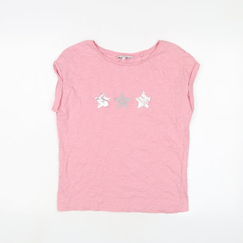 NEXT Womens Pink Cotton Basic T-Shirt Size 10 Crew Neck - Stars