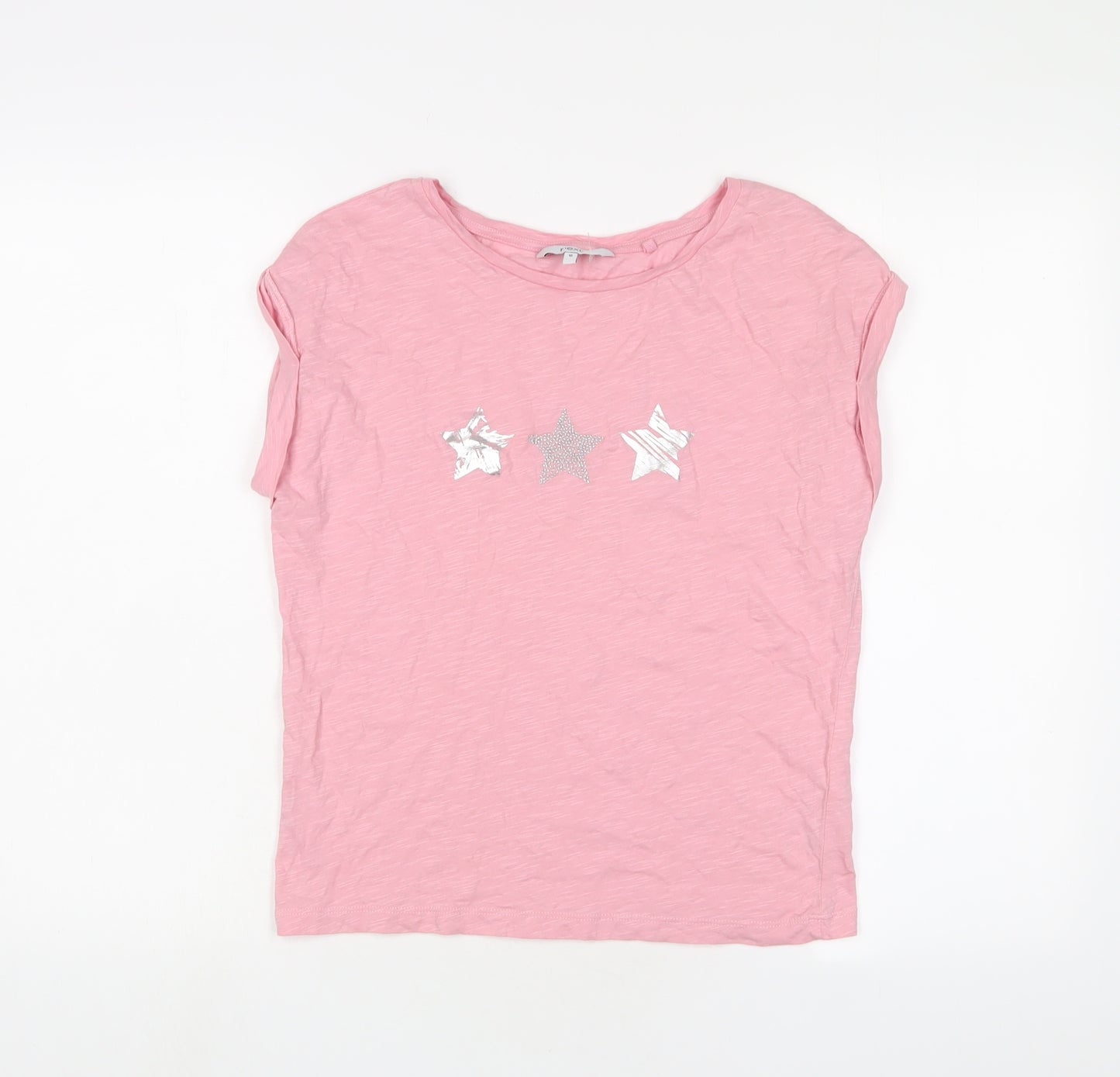 NEXT Womens Pink Cotton Basic T-Shirt Size 10 Crew Neck - Stars