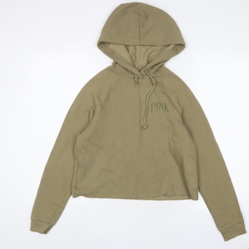 PINK Womens Green Cotton Pullover Hoodie Size S Pullover