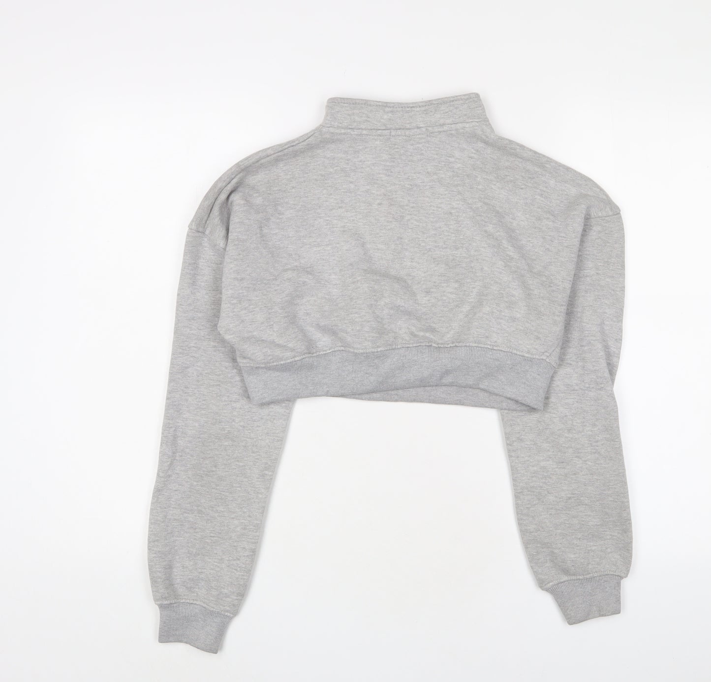 PRETTYLITTLETHING Womens Grey Cotton Pullover Sweatshirt Size S Zip