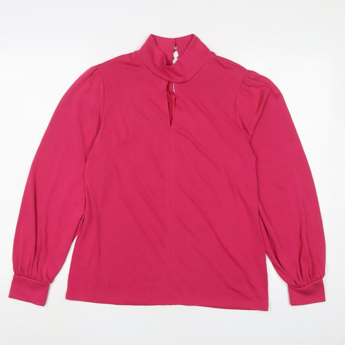 Marks and Spencer Womens Pink Modal Basic Blouse Size 12 Round Neck - Keyhole neck