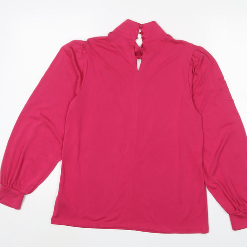 Marks and Spencer Womens Pink Modal Basic Blouse Size 12 Round Neck - Keyhole neck