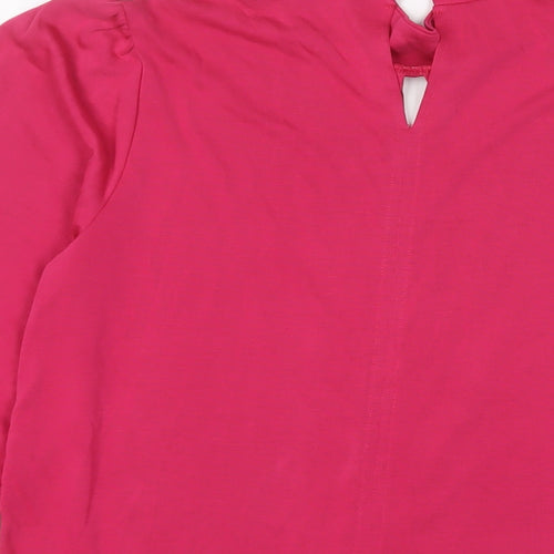 Marks and Spencer Womens Pink Modal Basic Blouse Size 12 Round Neck - Keyhole neck
