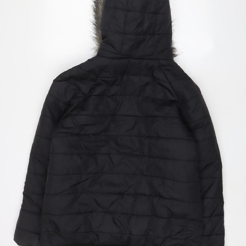 New Look Womens Black Parka Coat Size 16 Zip