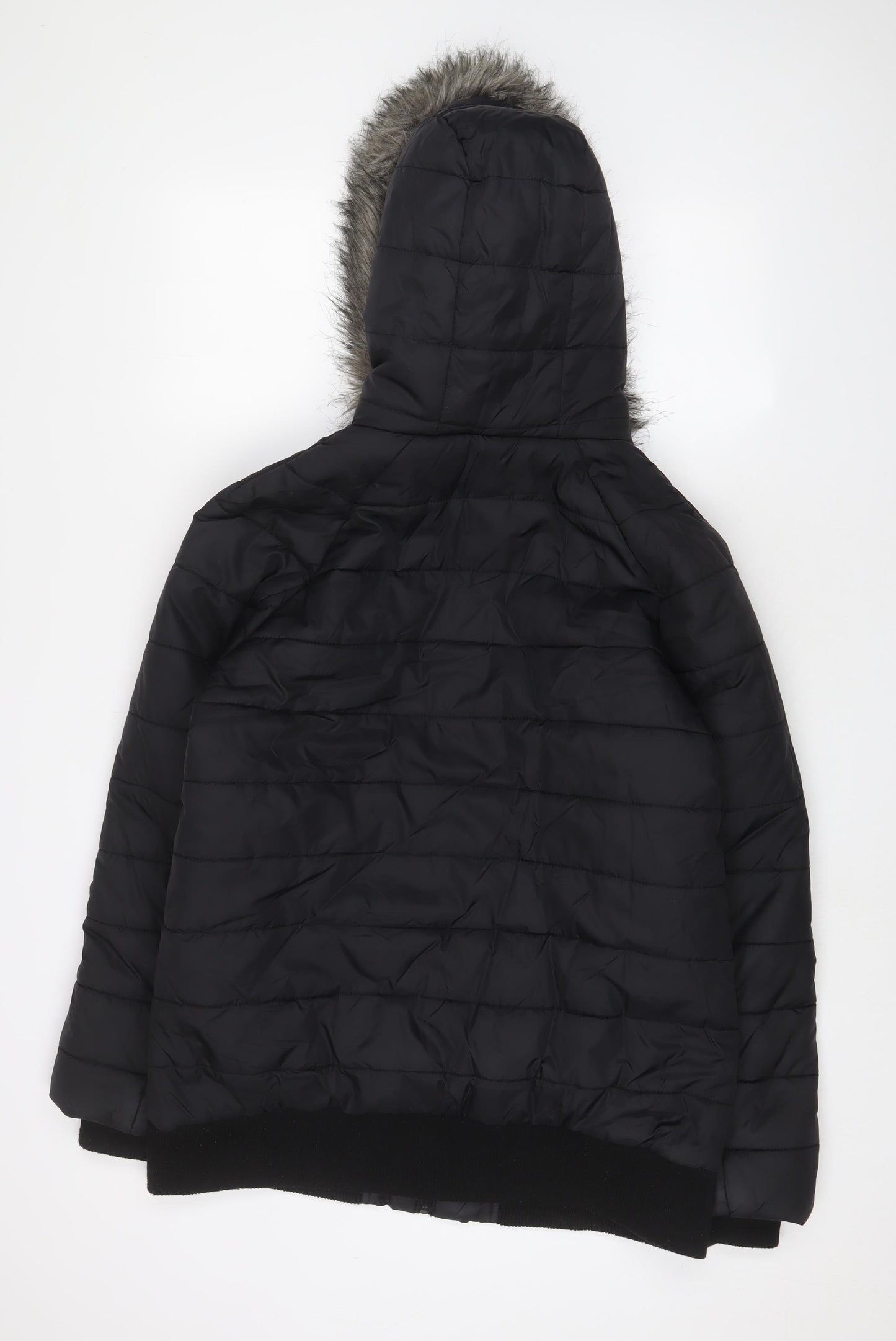 New Look Womens Black Parka Coat Size 16 Zip