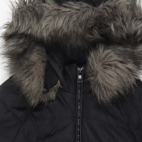 New Look Womens Black Parka Coat Size 16 Zip