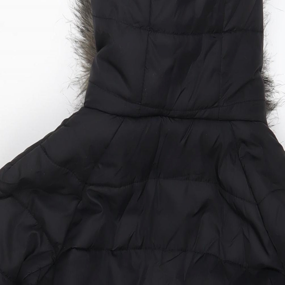 New Look Womens Black Parka Coat Size 16 Zip