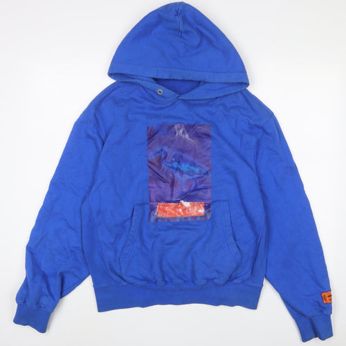 Heron Preston Mens Blue Cotton Pullover Hoodie Size S