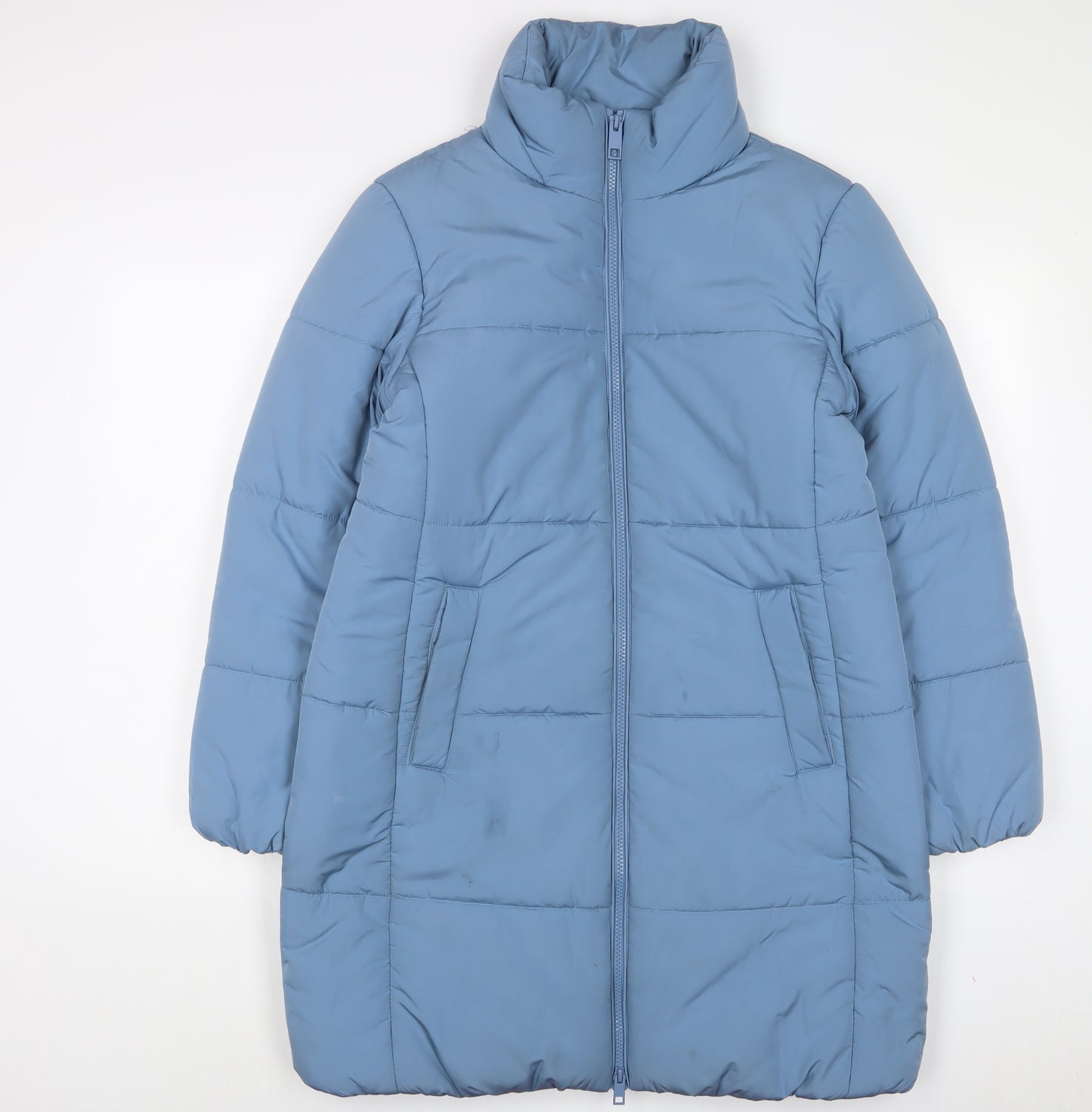 Marks and Spencer Womens Blue Quilted Coat Size 10 Zip