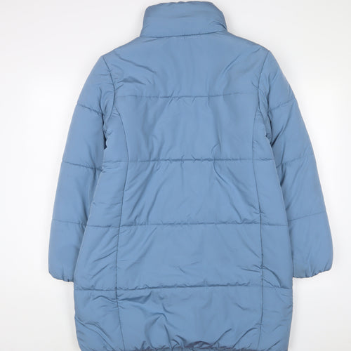 Marks and Spencer Womens Blue Quilted Coat Size 10 Zip