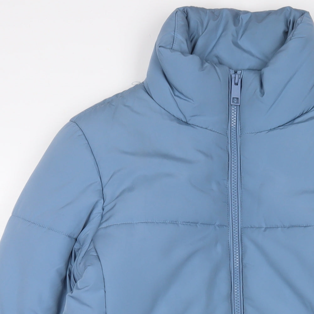 Marks and Spencer Womens Blue Quilted Coat Size 10 Zip