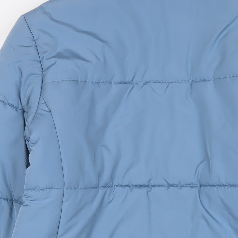 Marks and Spencer Womens Blue Quilted Coat Size 10 Zip