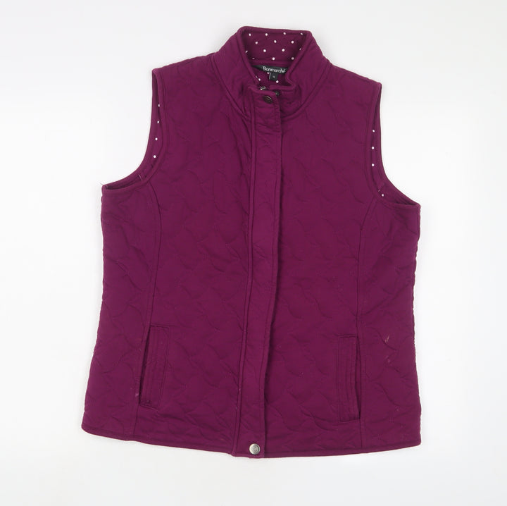 Bonmarché Womens Purple Gilet Jacket Size 14 Zip