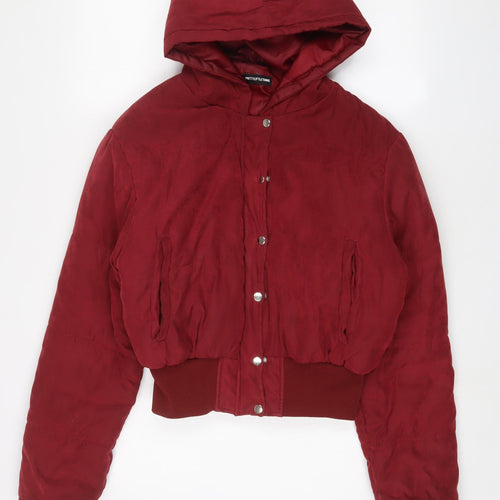 PRETTYLITTLETHING Womens Red Quilted Coat Size 14 Zip