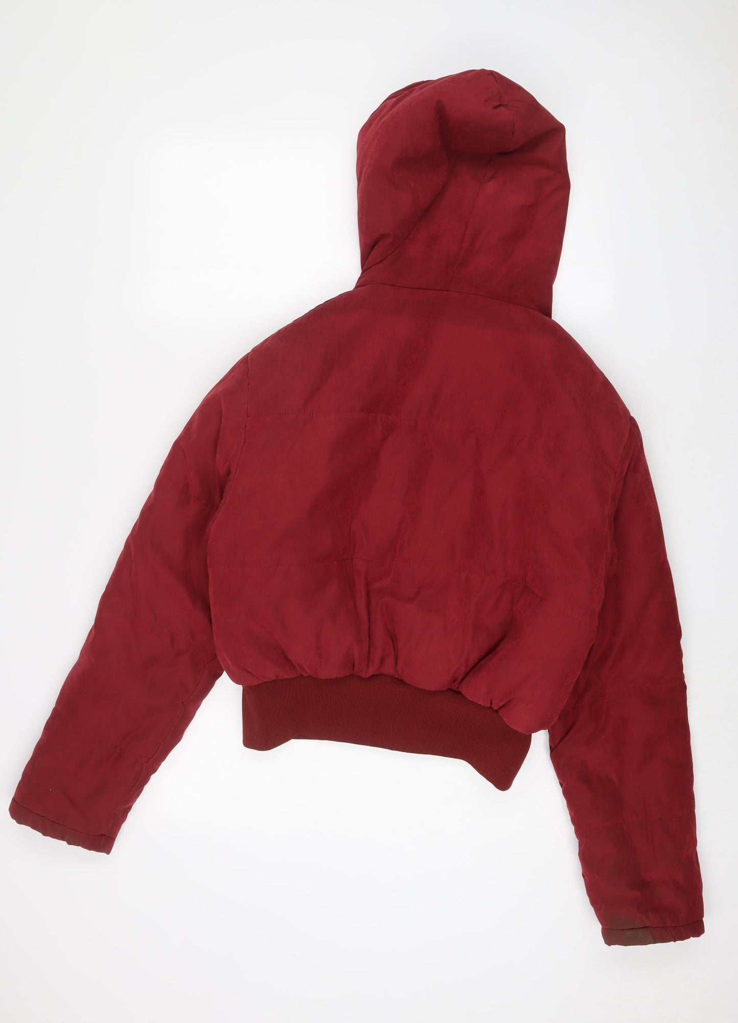 PRETTYLITTLETHING Womens Red Quilted Coat Size 14 Zip