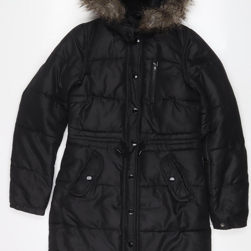 H&M Womens Black Parka Coat Size 6 Zip