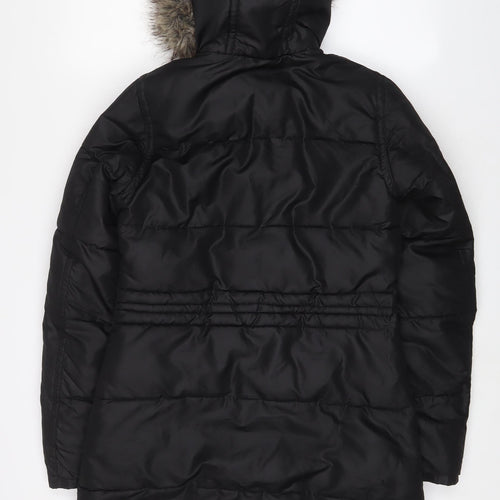 H&M Womens Black Parka Coat Size 6 Zip