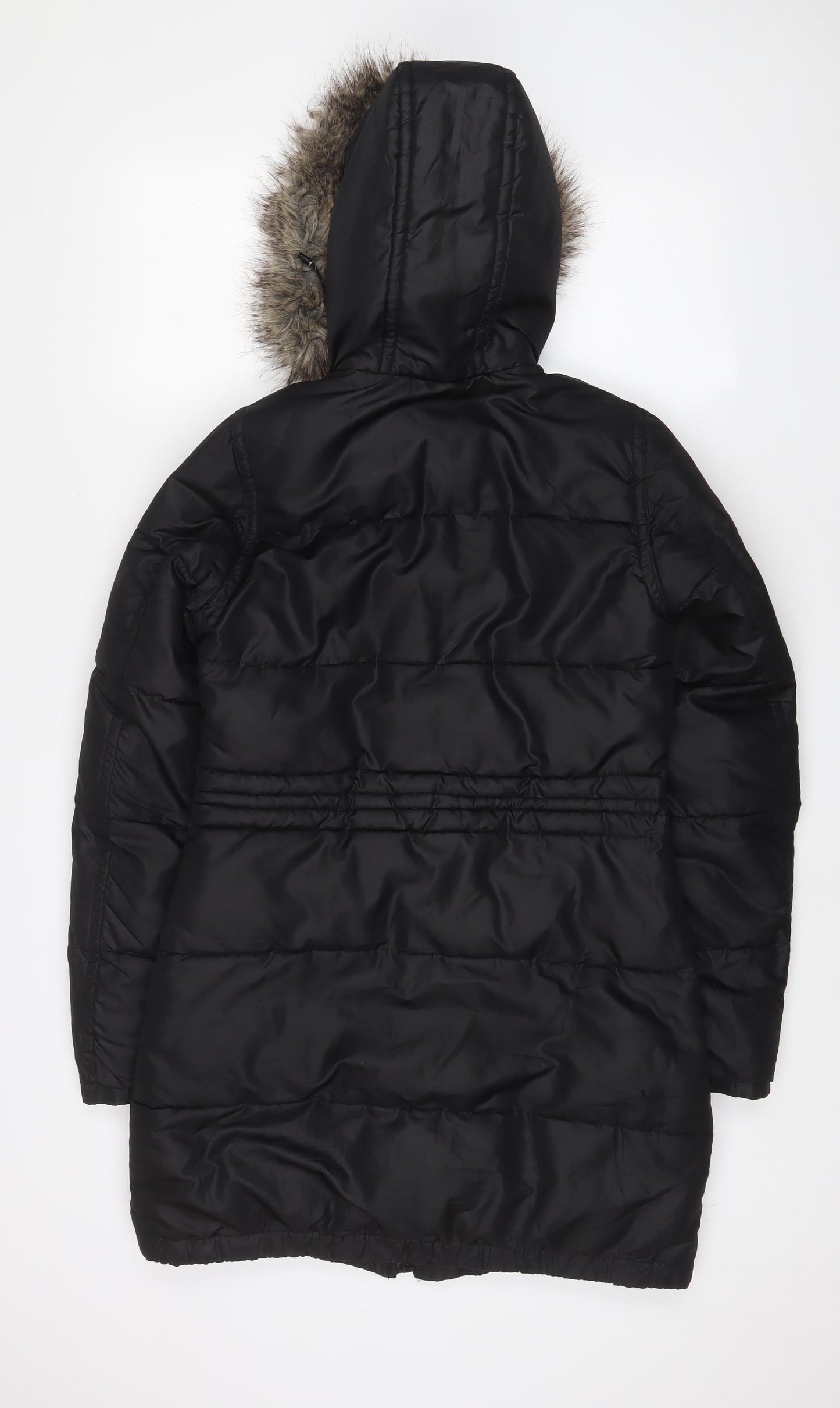 H&M Womens Black Parka Coat Size 6 Zip