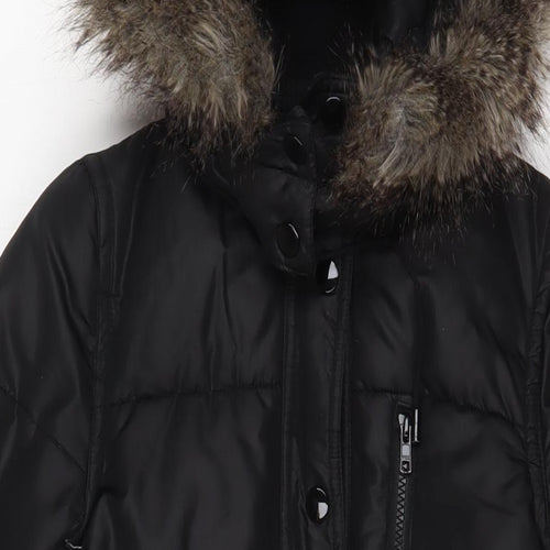 H&M Womens Black Parka Coat Size 6 Zip