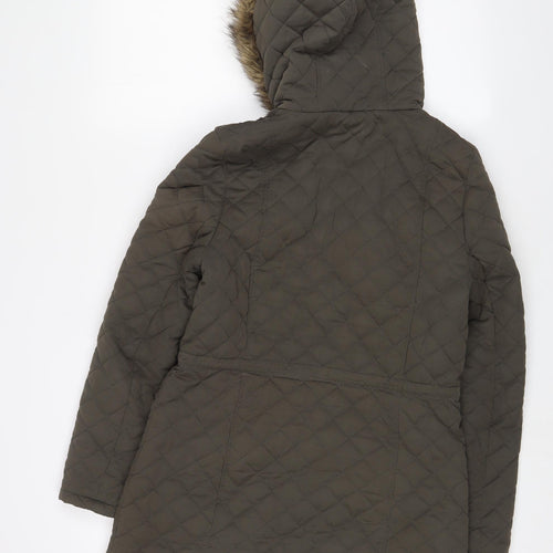Heart & Soul Womens Green Parka Coat Size 10 Zip