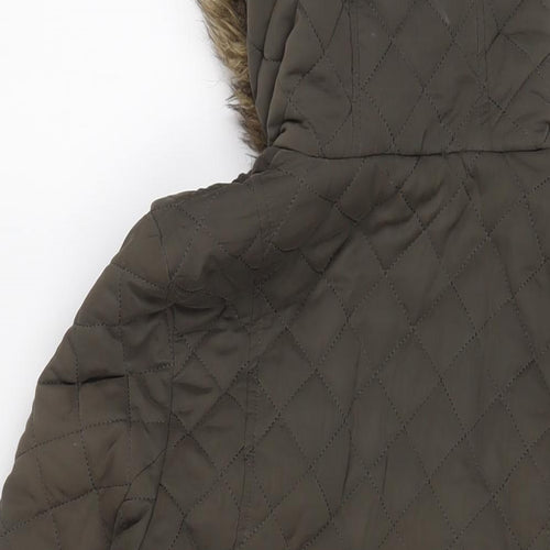 Heart & Soul Womens Green Parka Coat Size 10 Zip