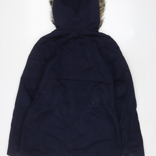 H&M Womens Blue Parka Coat Size 8 Zip