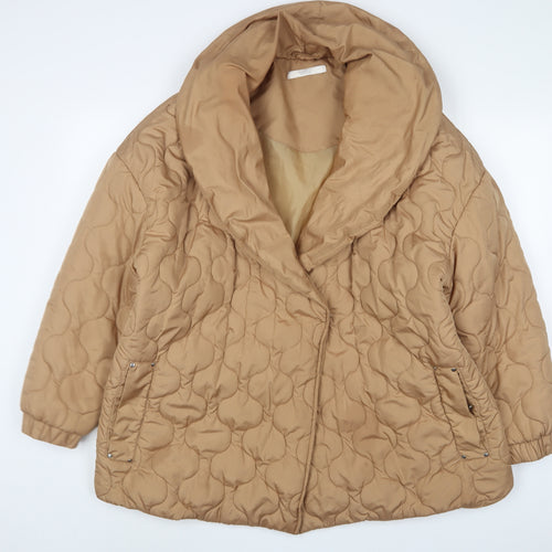 Michelle Keegan Womens Beige Quilted Coat Size 16 Snap