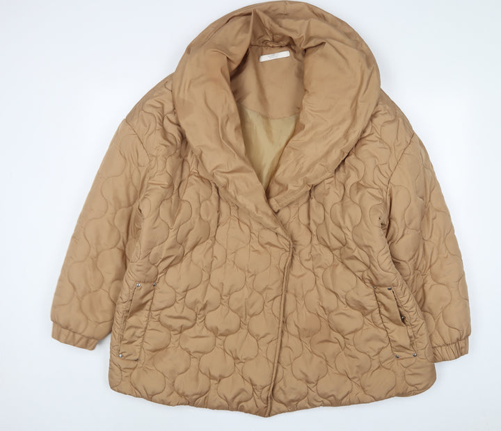 Michelle Keegan Womens Beige Quilted Coat Size 16 Snap