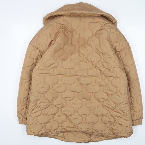 Michelle Keegan Womens Beige Quilted Coat Size 16 Snap