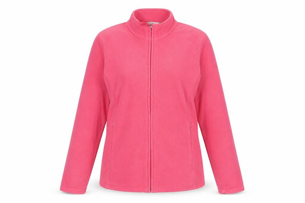 Front view of Marks & Spencer women’s pink jacket, size UK 10, zip