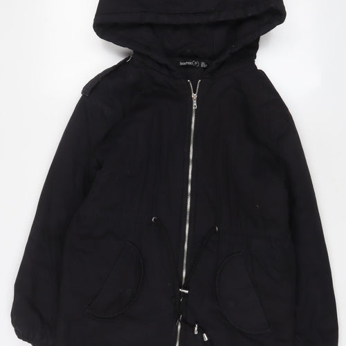 Boohoo Womens Black Jacket Coat Size 6 Zip