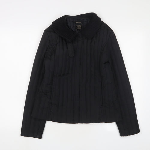 Eivissa Womens Black Quilted Jacket Size M Snap