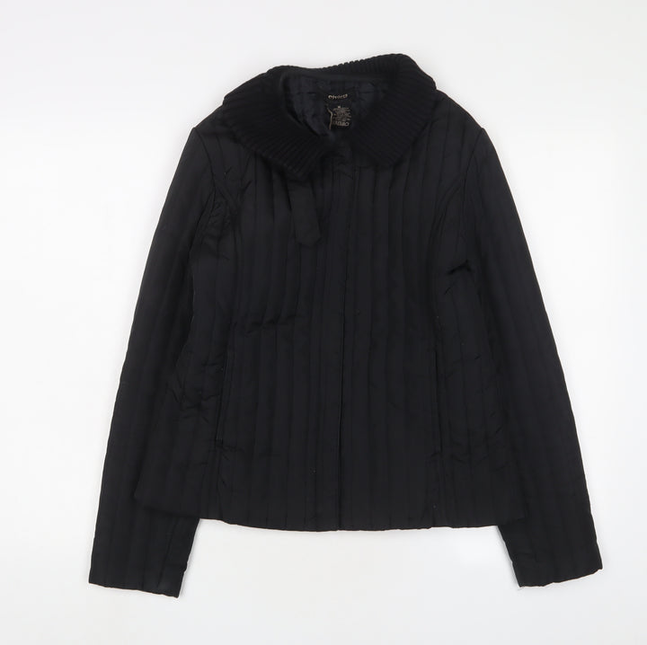 Eivissa Womens Black Quilted Jacket Size M Snap