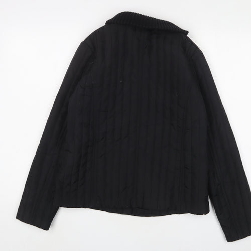 Eivissa Womens Black Quilted Jacket Size M Snap