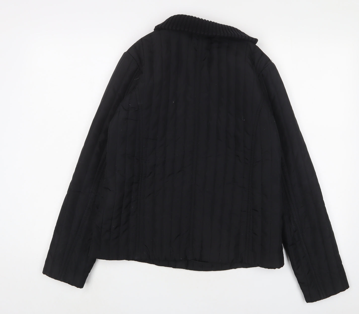 Eivissa Womens Black Quilted Jacket Size M Snap
