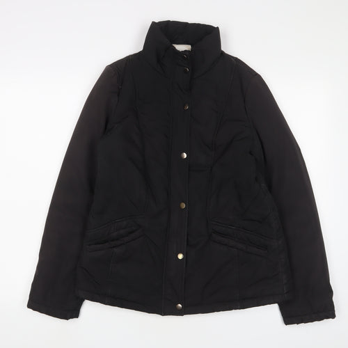 BHS Womens Black Quilted Jacket Size 12 Zip