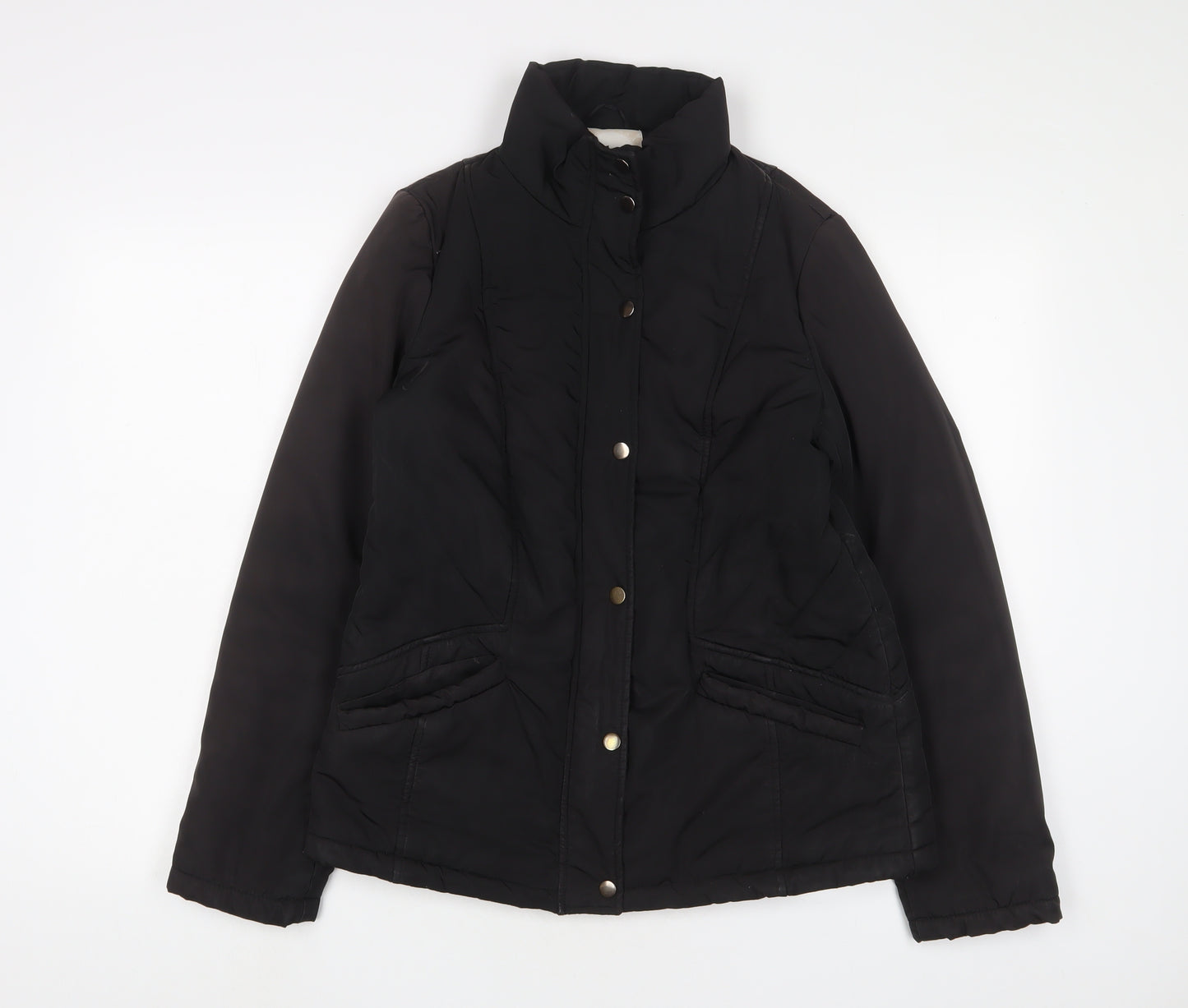 BHS Womens Black Quilted Jacket Size 12 Zip
