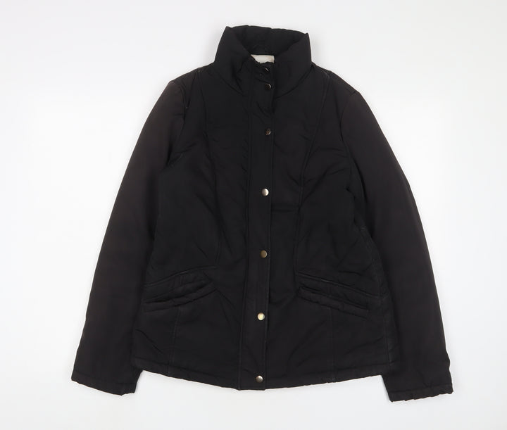 BHS Womens Black Quilted Jacket Size 12 Zip