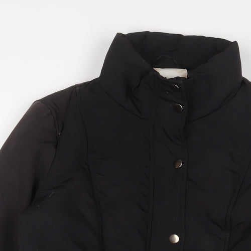 BHS Womens Black Quilted Jacket Size 12 Zip