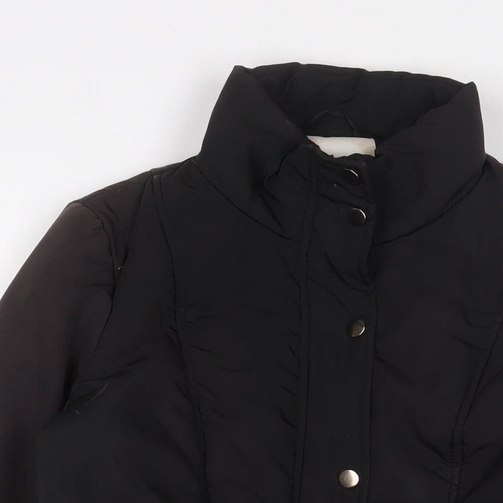 BHS Womens Black Quilted Jacket Size 12 Zip