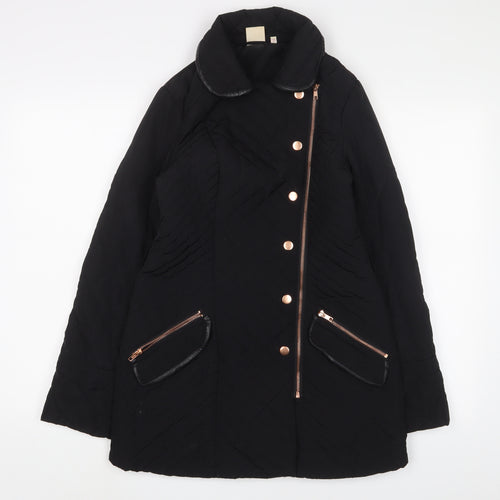 NEXT Womens Black Quilted Jacket Size 8 Zip