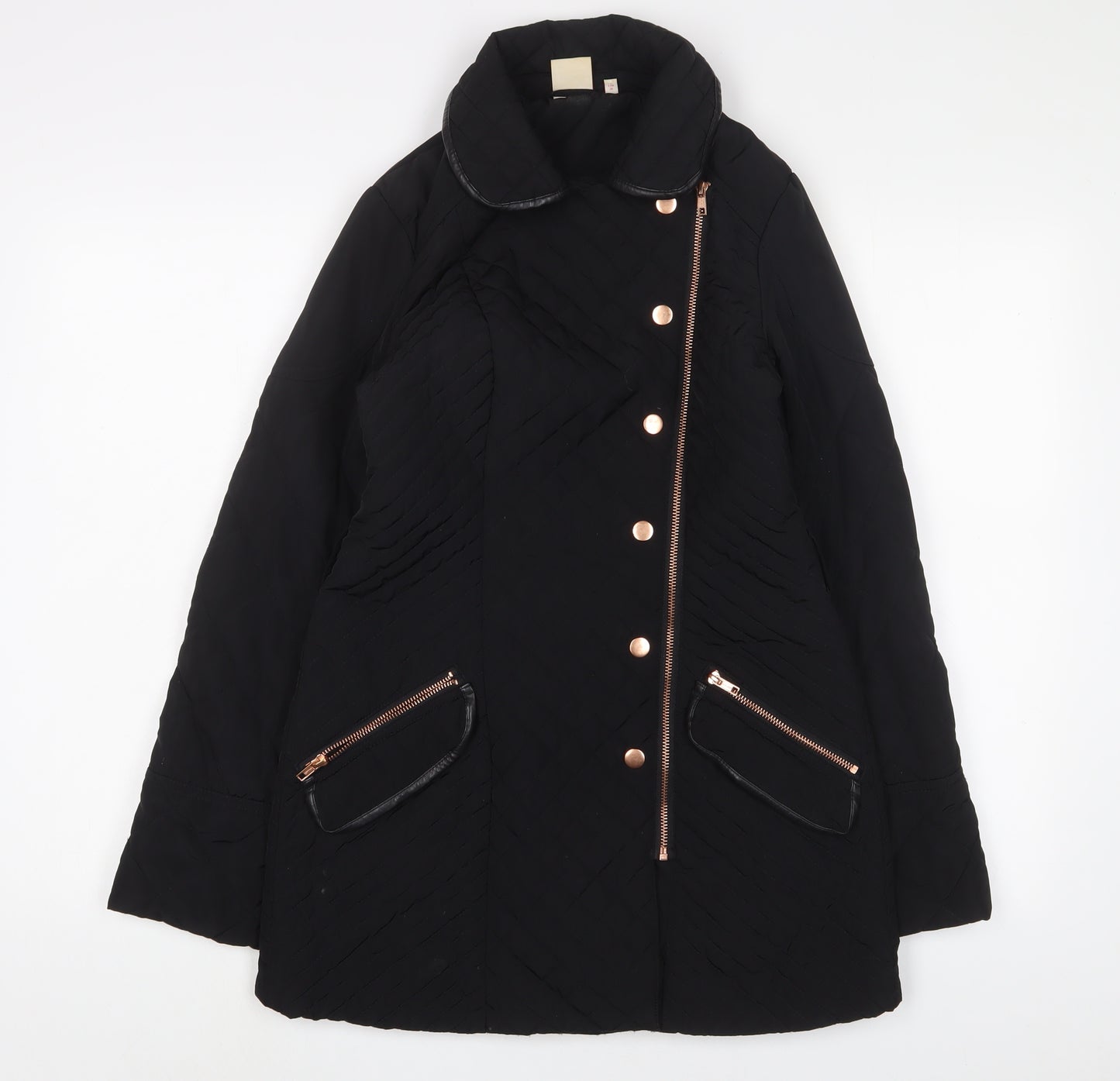 NEXT Womens Black Quilted Jacket Size 8 Zip