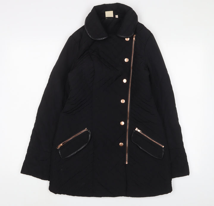 NEXT Womens Black Quilted Jacket Size 8 Zip