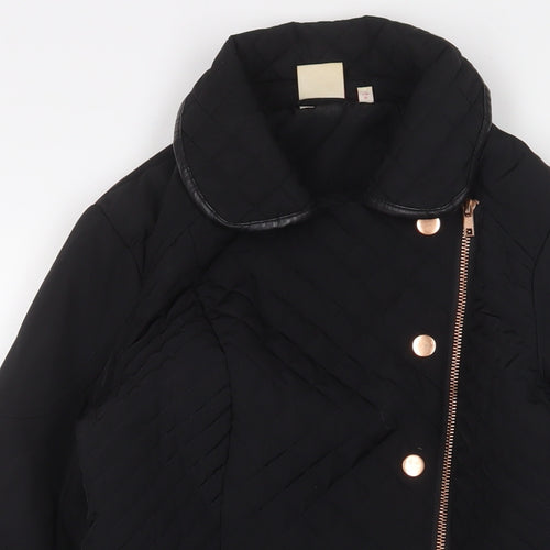 NEXT Womens Black Quilted Jacket Size 8 Zip