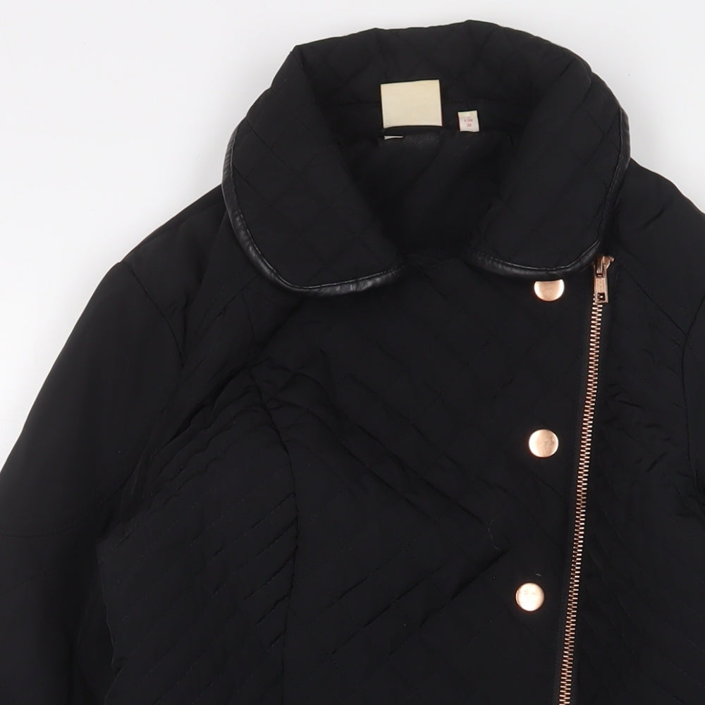 NEXT Womens Black Quilted Jacket Size 8 Zip