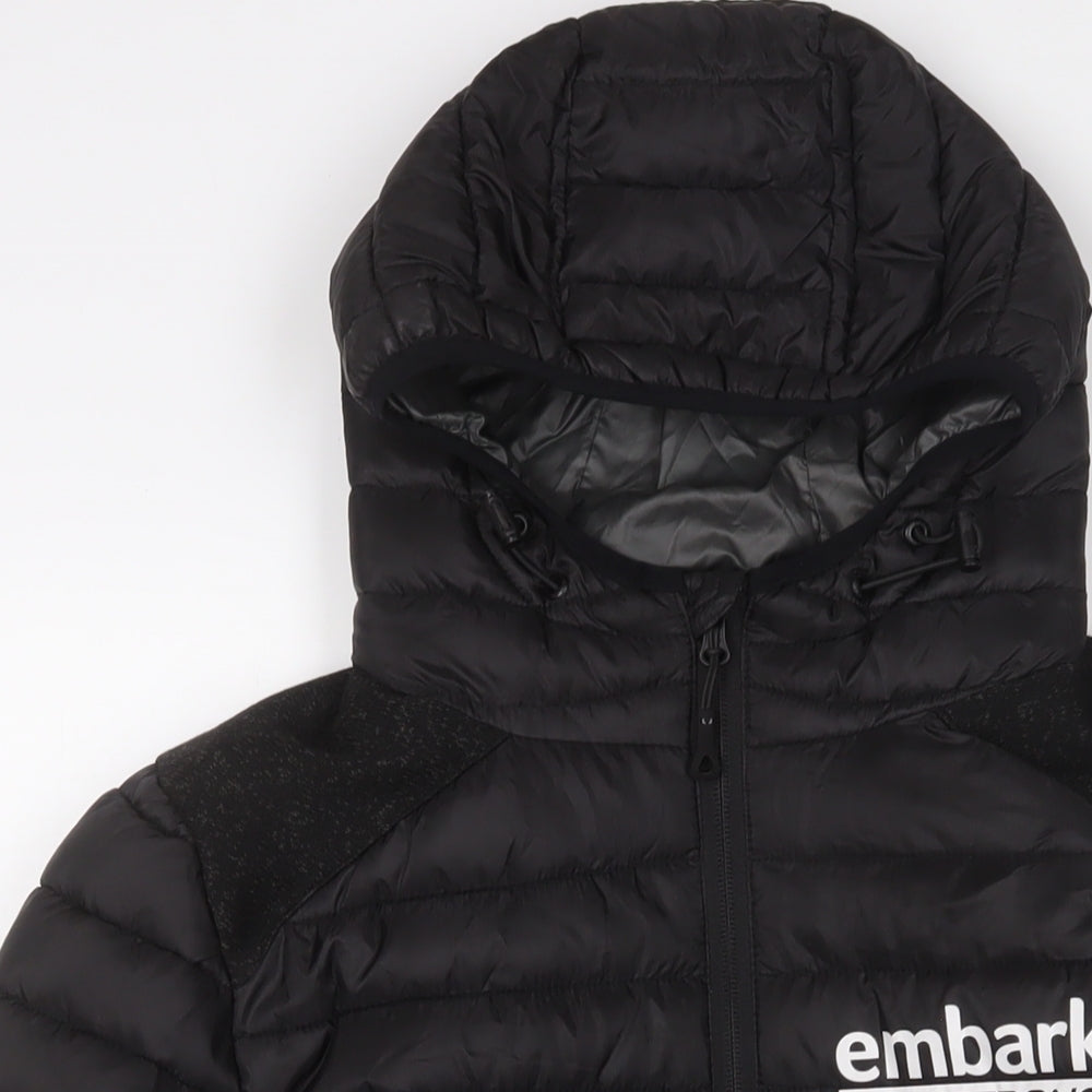 EMBARK Mens Black Puffer Jacket Jacket Size S Zip - Logo, Pockets